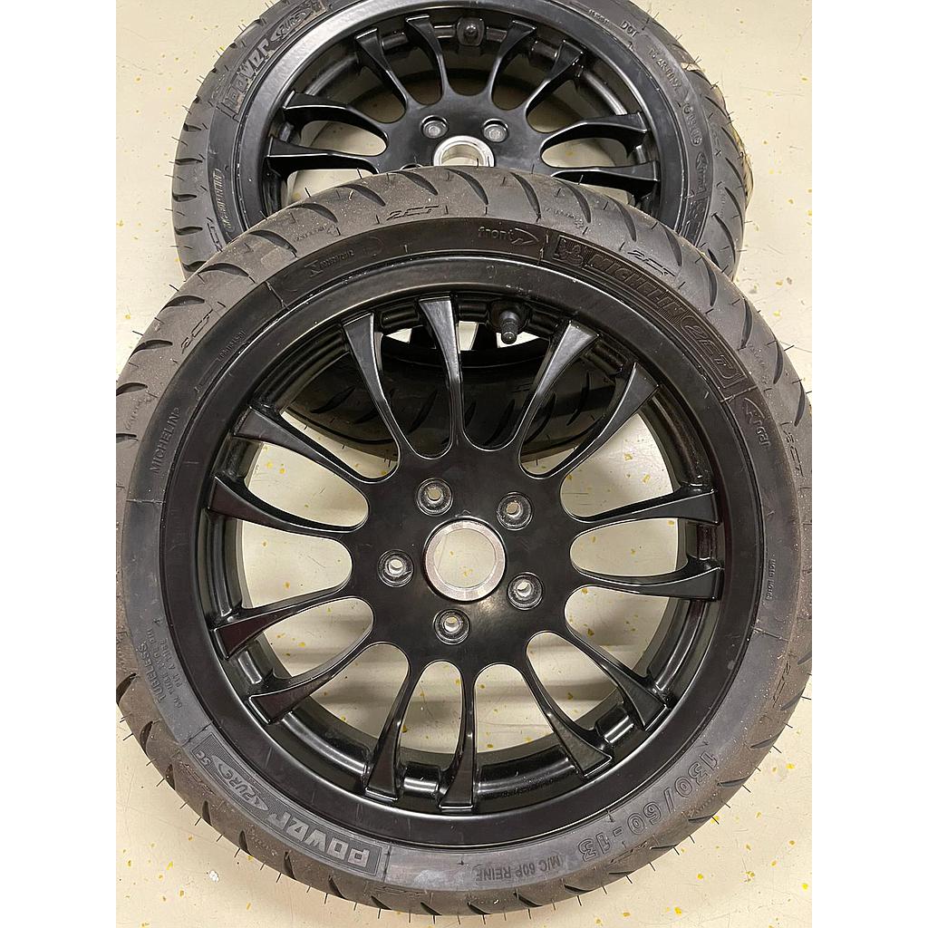 2x Felgen Quellagio Sprint13 13" (Paar) inkl. 130/60-13 vorne - 140/60-13 hinten Bereifung (Pirelli Angle Scooter)